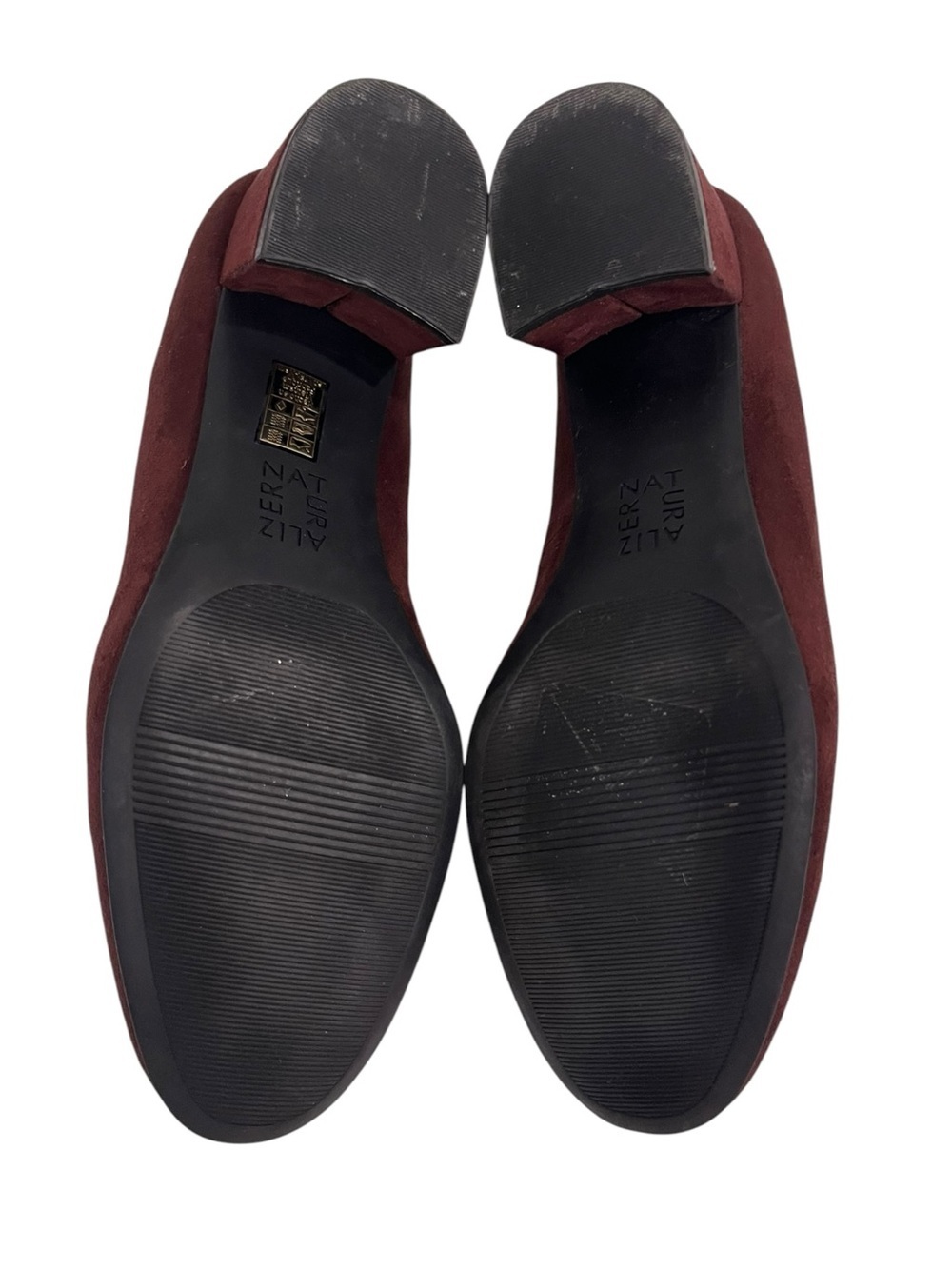 Naturalizer Burgundy Suede Round-Toe Low Block Heels 6 - Picture 6 of 7